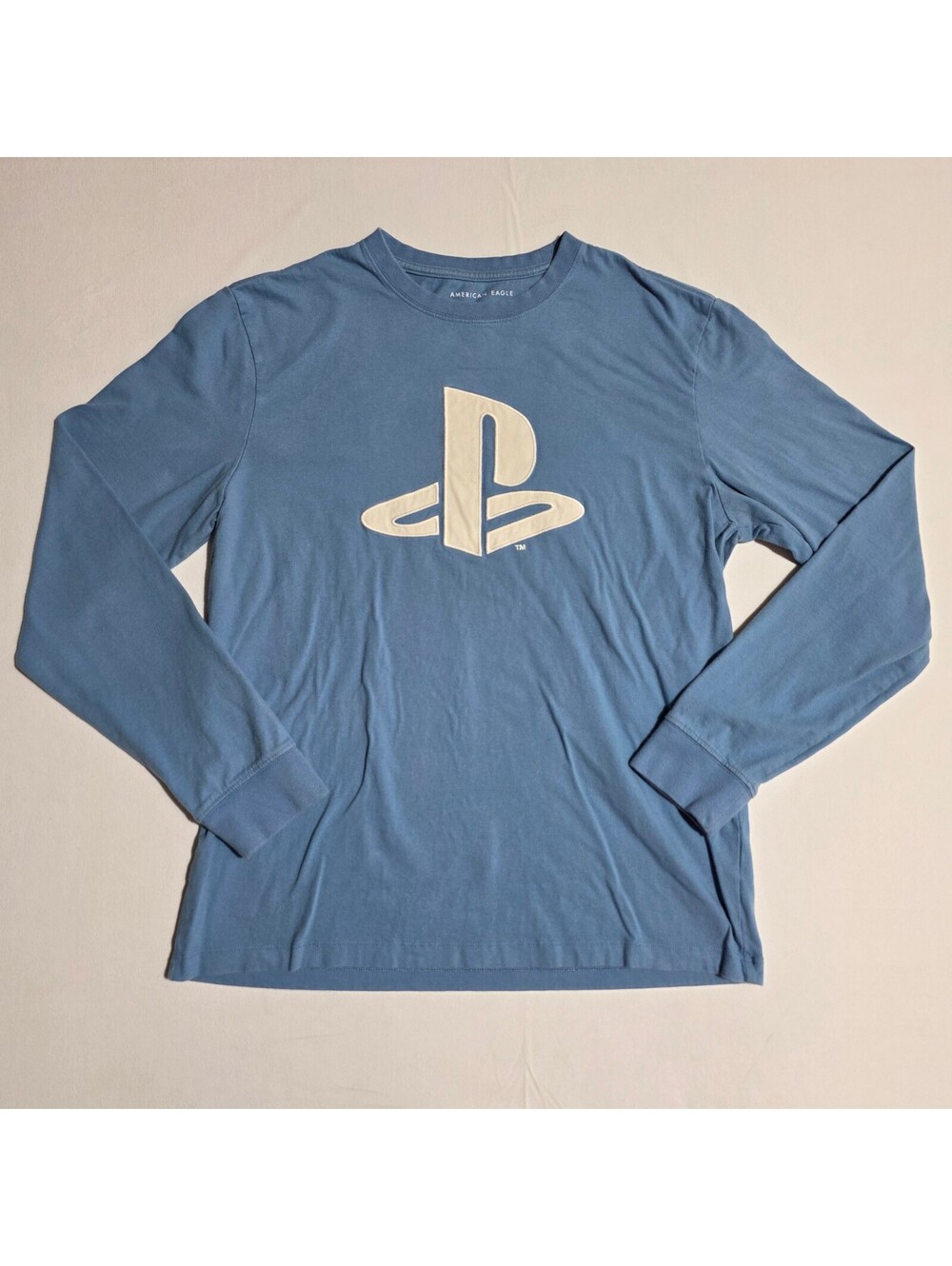 American Eagle Blue Long Sleeve PlayStation Logo T-Shirt Medium